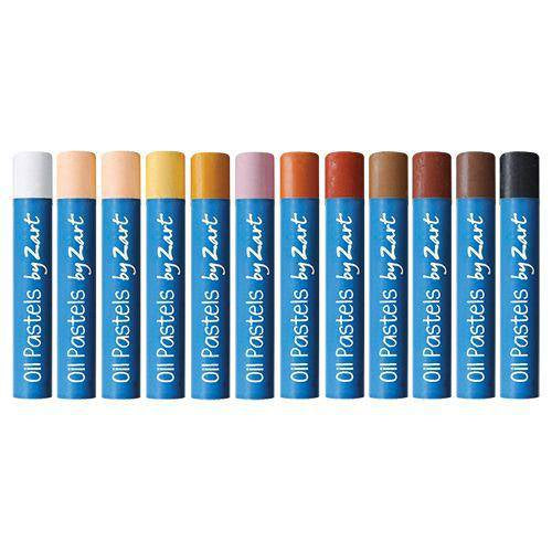 Single row of Zart Basics large skin tone oil pastels