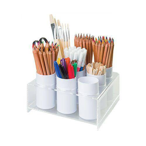 Display and storage holder filled with pencils and brushes