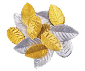 Zart Mini Craft Leaves Metallic Pack of 60 Gold and Silver Stiff Synthetic Fabric