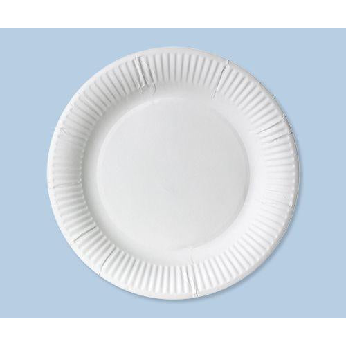 Single Zart white paper plate with a fluted rim