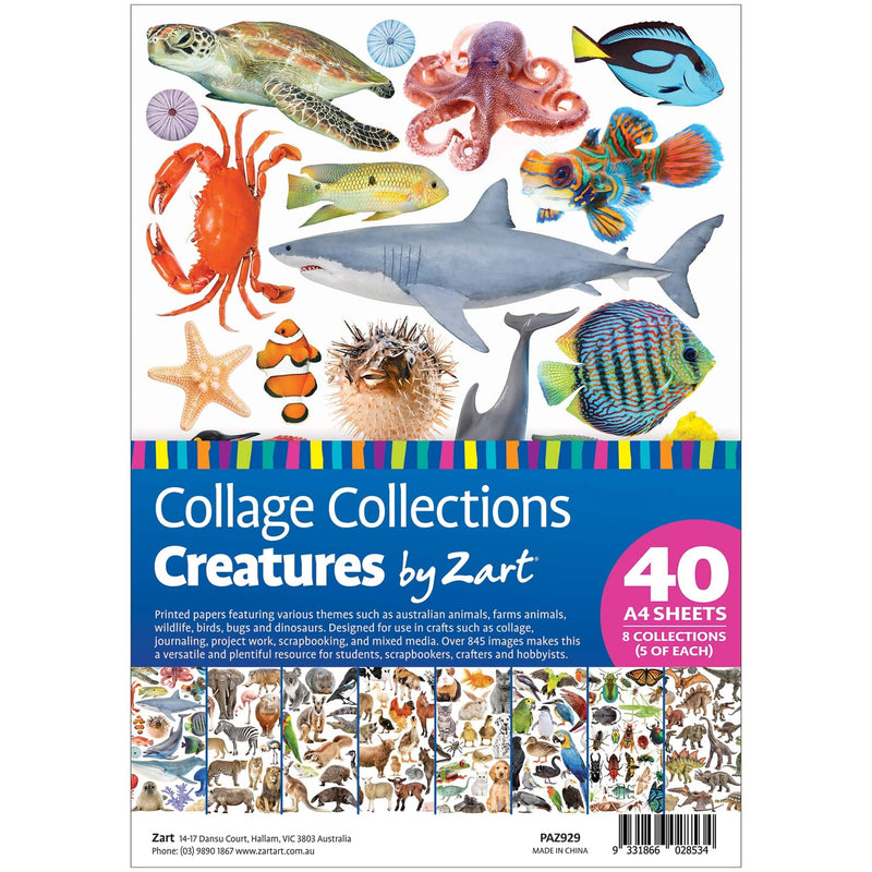 Zart Collage Collections Creatures Pack of 40 Printed Cut-Out Papers-2
