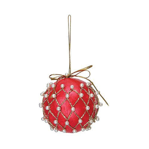Red decorated poly ball hanging ornament