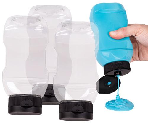 Zart Upside Down Squeeze Bottle with Non Drip Valve Pack of 3 Clear Refillable-1