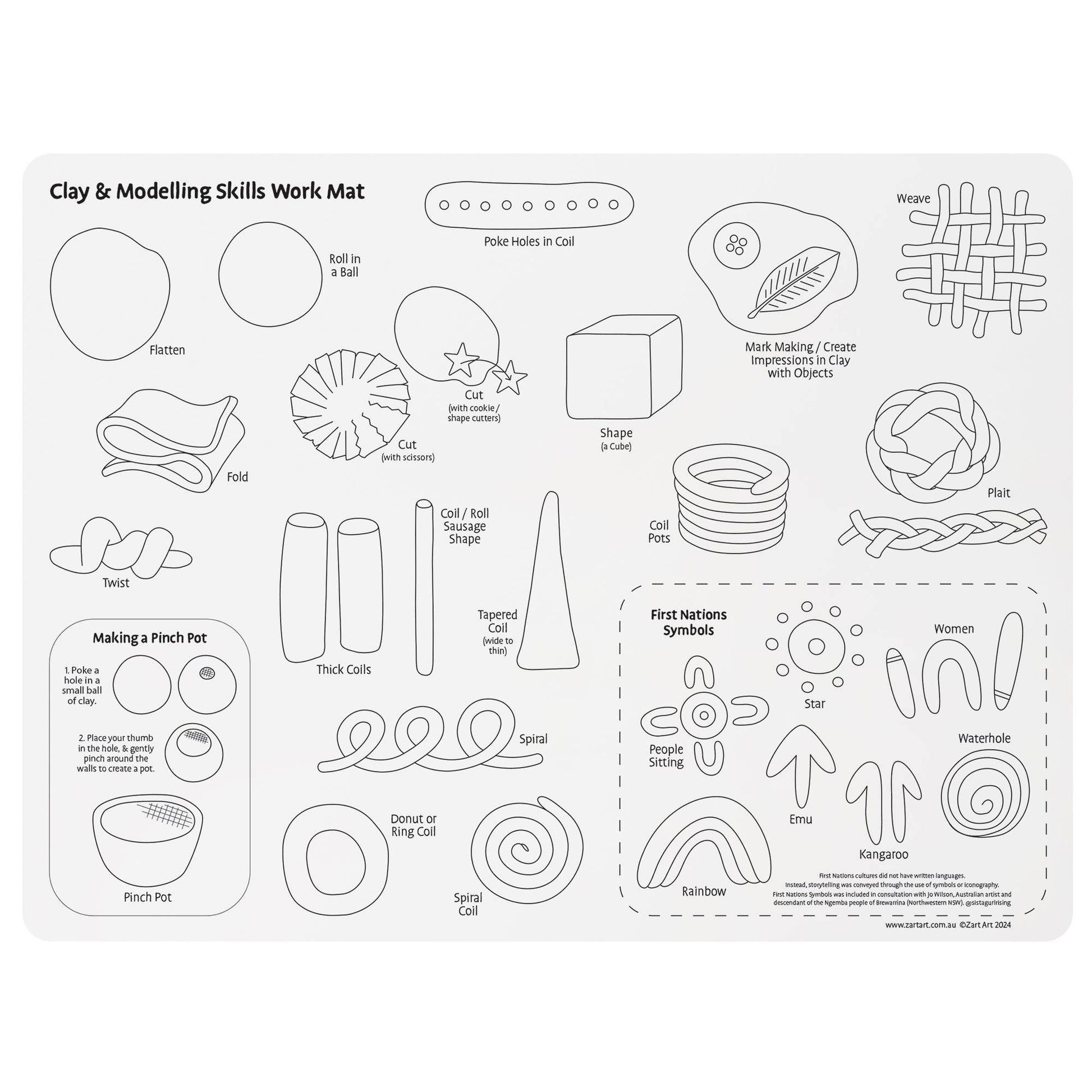 Zart Clay and Modelling Skills Mat Silicone with First Nations Symbols by Jo Wilson-1