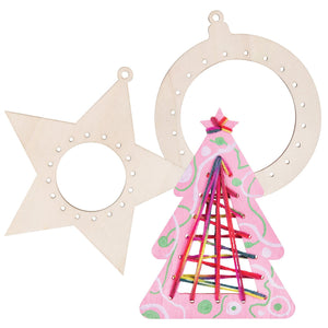 Zart Weave and Thread Christmas Baubles Pack of 12 Plywood Loom Shapes