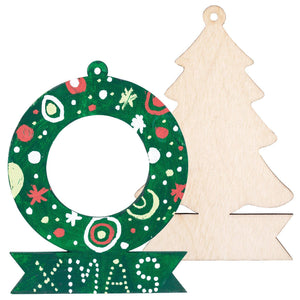 Zart Wooden Wreath and Tree with Banner Pack of 12