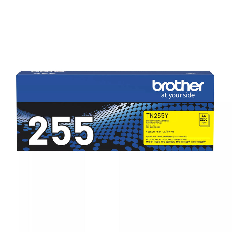 Genuine Brother TN-255Y retail carton, one of the four cartridges in this value pack