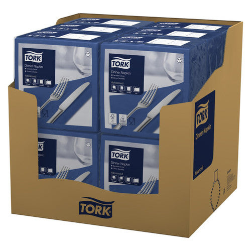 Tork Dark Blue Edge Emboss Dinner Napkin 2 Ply Quarterfold 150 Sheets Carton of 12