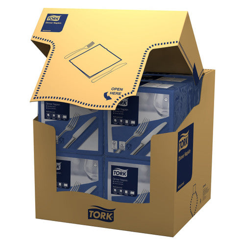 Tork Dark Blue Edge Emboss Dinner Napkin 2 Ply Quarterfold 150 Sheets Carton of 12