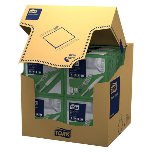 Tork Dark Green Edge Emboss Dinner Napkin 2 Ply Quarterfold 150 Sheets Carton of 12