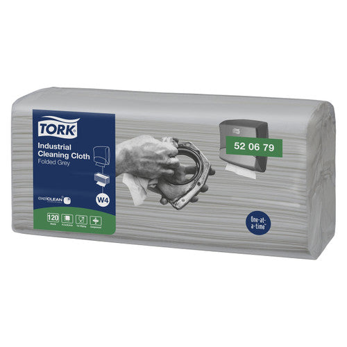 Tork Industrial Cleaning Cloth Folded 1 Ply W4 Grey 120 Sheets Carton of 4