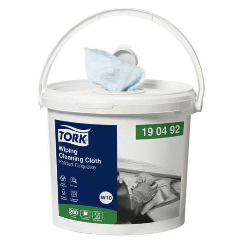 Tork Low Lint Cleaning Cloth Handy Bucket W10 Turquoise 200 Sheets Carton of 4