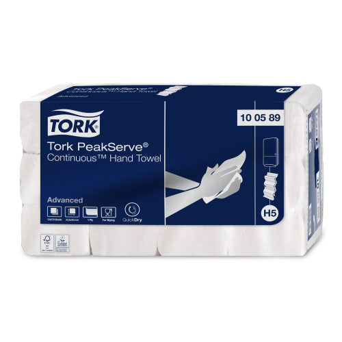 Tork PeakServe Continuous Hand Towel 1 Ply Advanced H5 White 270 Sheets Carton of 12
