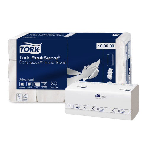 Tork PeakServe Continuous Hand Towel 1 Ply Advanced H5 White 270 Sheets Carton of 12
