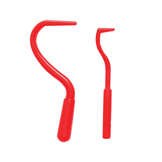 Red Plastic Tick Twister showing purpose-designed hook-shaped tick removal tool for safe rotating tick removal without squeezing