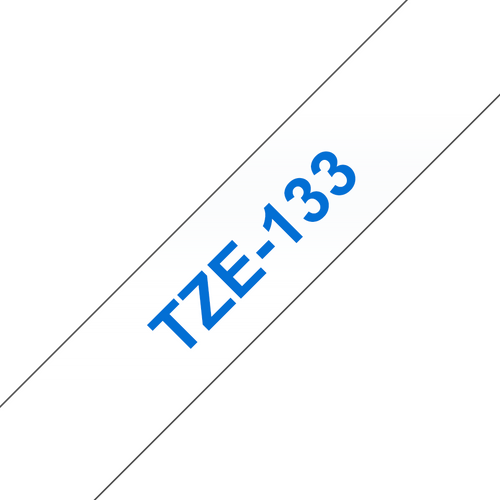 Brother TZe Tape 12mm Blue on Clear TZE133