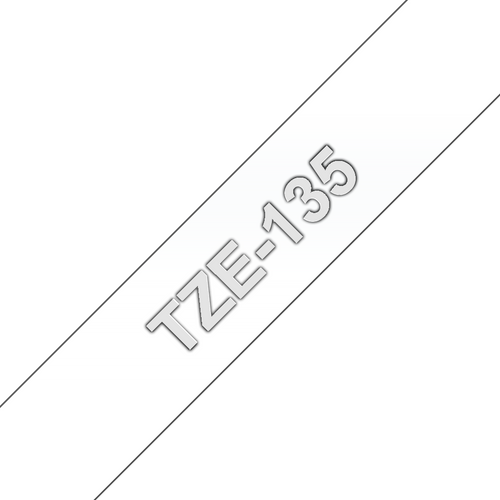 Brother TZe Tape 12mm White on Clear TZE135