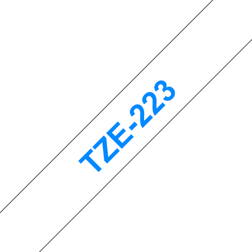 Brother TZe Tape 9mm Blue on White TZE223