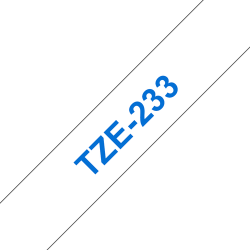 Brother TZe Tape 12mm Blue on White TZE233