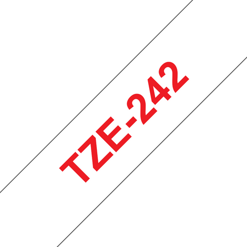 Brother TZe Tape 18mm Red on White TZE242