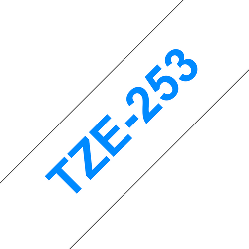 Brother TZe Tape 24mm Blue on White TZE253