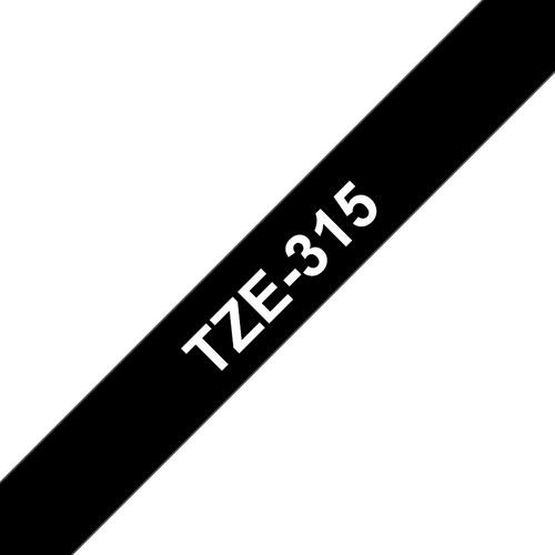 Brother TZe Tape 6mm White on Black TZE315