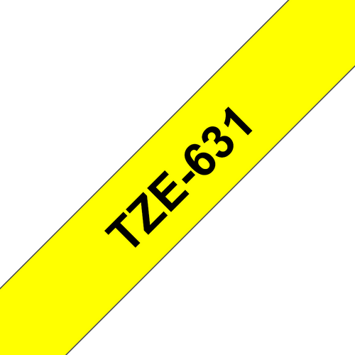 Brother TZe Tape 12mm Black on Yellow TZE631