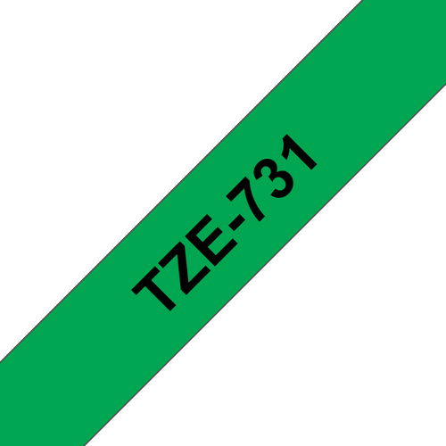 Brother TZe Tape 12mm Black on Green TZE731