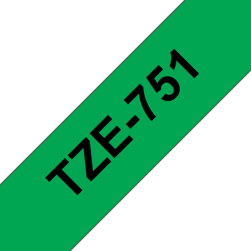 Brother TZe Tape 24mm Black on Green TZE751