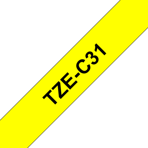 Brother TZe Tape 12mm Black on Fluoro Yellow TZEC31