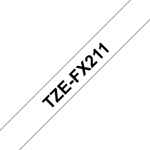 Brother TZe Flexible Tape 6mm Black on White TZEFX211