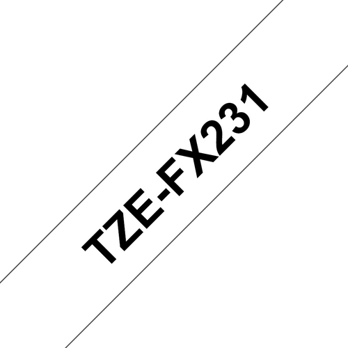 Brother TZe Flexible Tape 12mm Black on White TZEFX231