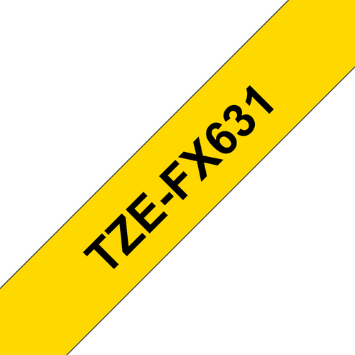 Brother TZe Flexible Tape 12mm Black on Yellow TZEFX631