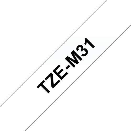 Brother TZe Matt Tape 12mm Black on Clear TZEM31