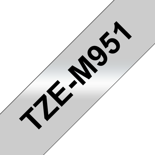 Brother TZe Matt Tape 24mm Black on Silver TZEM951