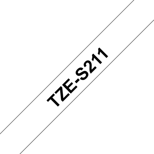 Brother TZe Strong Adhesive Tape 6mm Black on White TZES211