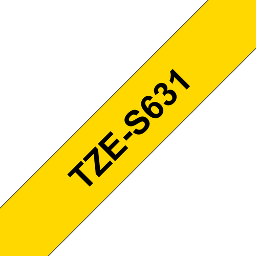 Brother TZe Strong Adhesive Tape 12mm Black on Yellow TZES631