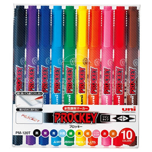 Uni-Ball PM-120T Prockey Dual Bullet Tip Marker Assorted Colours Wallet of 10