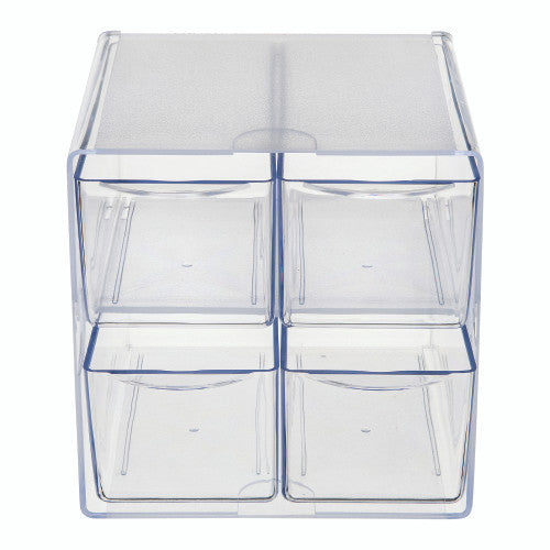 Deflecto Stackable Cube 4 Drawer Clear Organiser