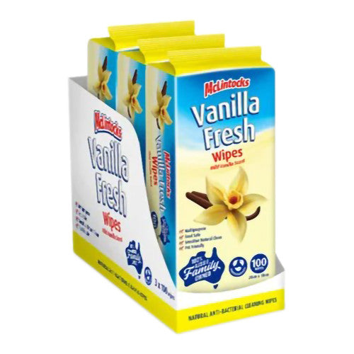 Vanilla Fresh Anti-Bacterial Multi Purpose Cleaning Wipes Pack 100 Case of 3
