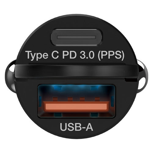 Verbatim 30W 2 Port PD and QC Mini Car Charger Black