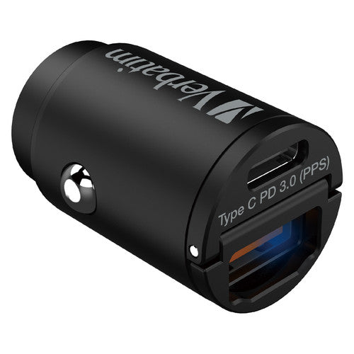 Verbatim 30W 2 Port PD and QC Mini Car Charger Black