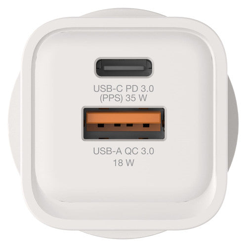 Verbatim 35W 2 Port USB A and C Gan Charger White
