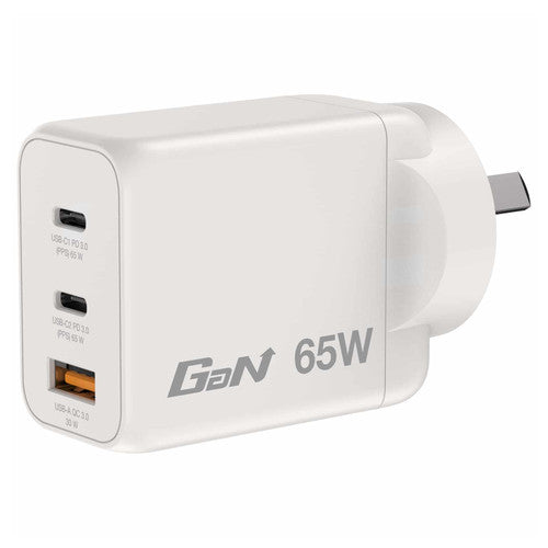 Verbatim 65W 3 Port USB A and C GaN Charger White