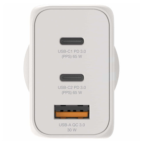Verbatim 65W 3 Port USB A and C GaN Charger White