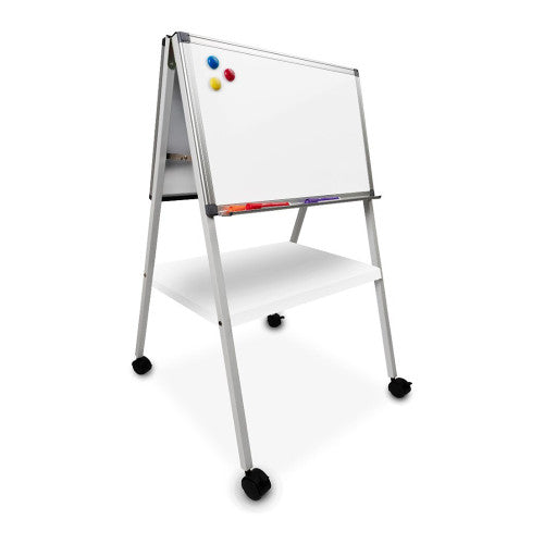 Visionchart Beta Double-Sided Mini Magnetic Mobile Porcelain Whiteboard 1000 x 600mm