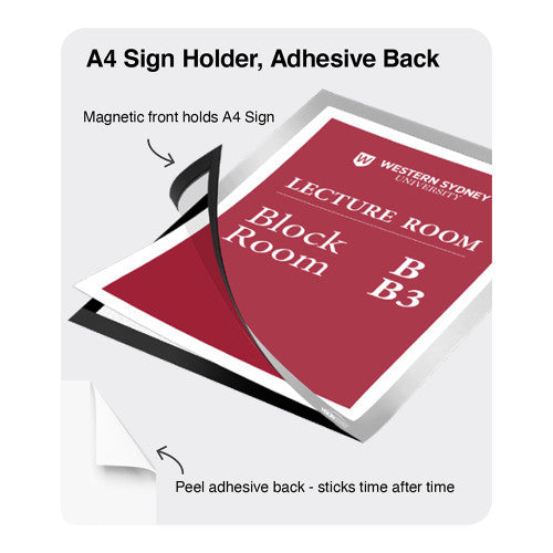 Visionchart Magnetic A4 Adhesive Sign Display Silver Frame