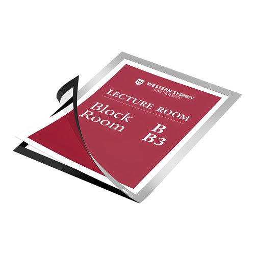 Visionchart Magnetic A4 Adhesive Sign Display Silver Frame