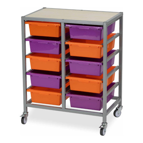 Visionchart Mobile Storage Tote Tray Trolley 10 Bays