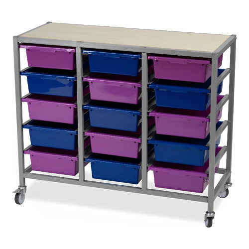 Visionchart Mobile Storage Tote Tray Trolley 15 Bays